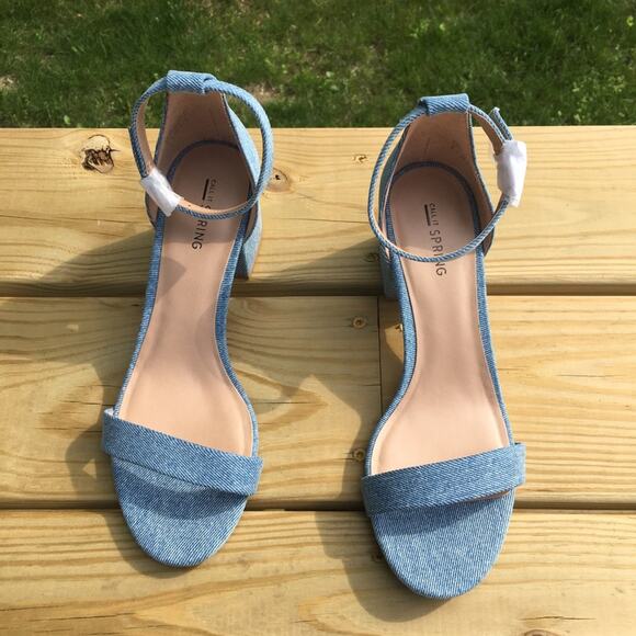 Call It Spring Stangarone Block Heel Sandal Blue 9 - Picture 1 of 16